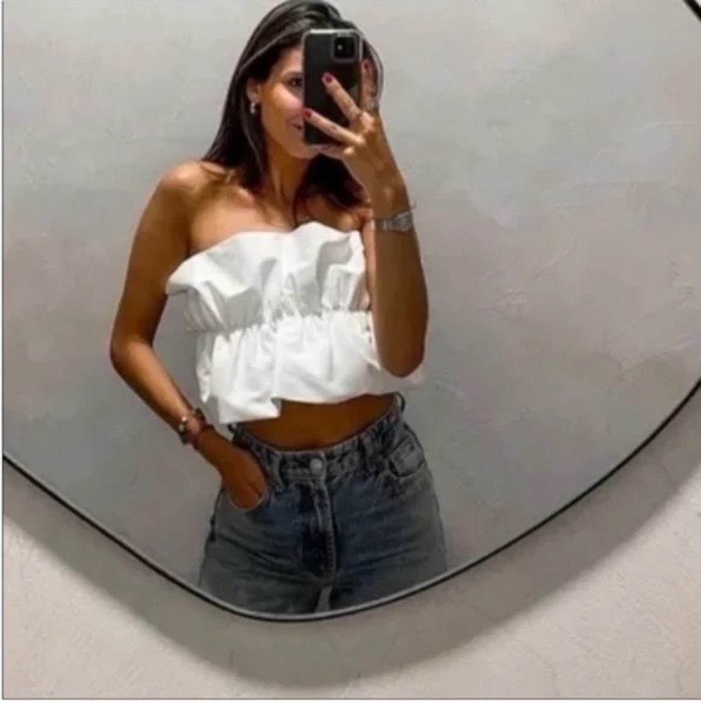Zara Voluminous Ruffle Bandeau Top